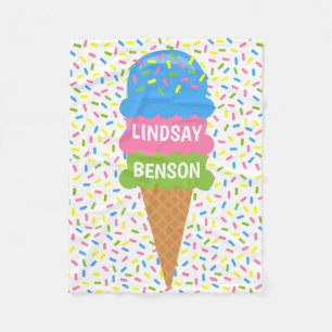 Sprinkles Ice Cream Cone Personalized Blanket