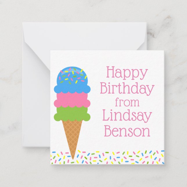 Sprinkles Ice Cream Cone Personalized Gift Cards (Front)