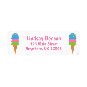 Sprinkles Ice Cream Cone Return Address Labels