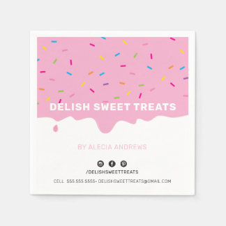 SPRINKLES modern cute frosting drip sprinkles pink Napkin