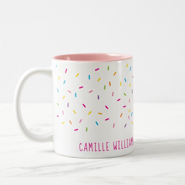 SPRINKLES modern cute patterned colourful fun part Two-Tone Coffee Mug (Left)