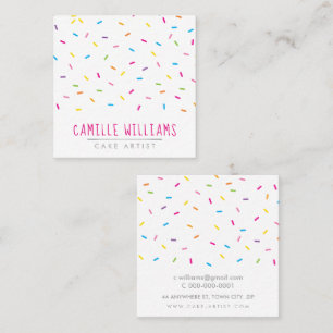 SPRINKLES modern cute patterned colourful party Square Business Card