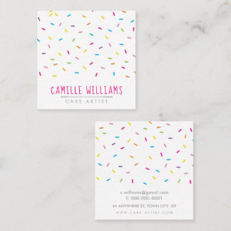 SPRINKLES modern cute patterned colourful party Square Business Card