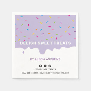 SPRINKLES modern frosting drip sprinkles purple Napkin