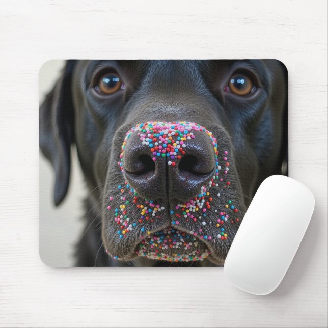 Sprinkles On a Black Labrador Retriever Nose Mouse Pad (With Mouse)
