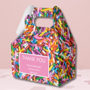 Sprinkles Rainbow Birthday Party Pink Thank You Favor Box
