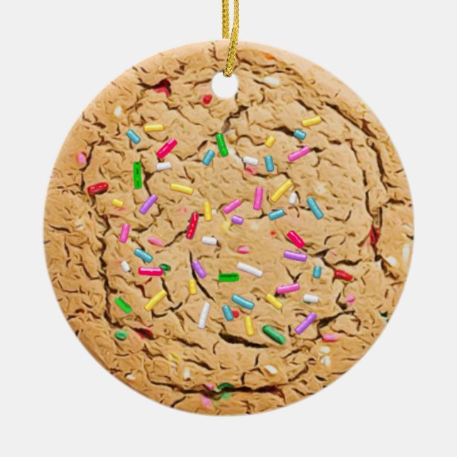 Sprinkles Sugar Cookie Realistic Food Christmas Ceramic Ornament (Front)