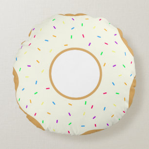 Sprinkly Doughnut Round Pillow