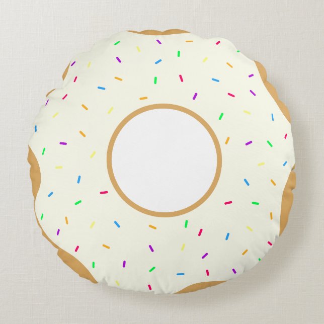 Sprinkly Doughnut Round Pillow (Front)