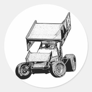 Sprint Car 1 Classic Round Sticker