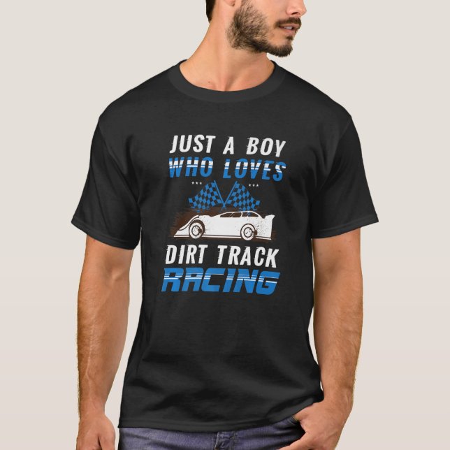 Sprint Car Dirt Track Racing Race Car Just A Boy T-Shirt (Front)