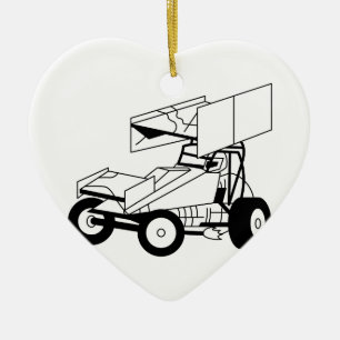 Sprint Car Outline Ceramic Ornament