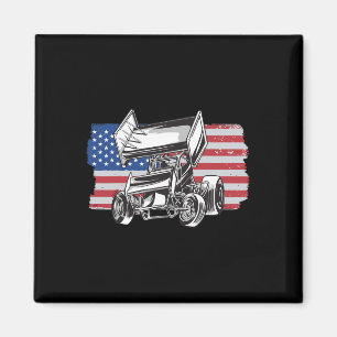 Sprint Car Racing Usa Flag  Magnet