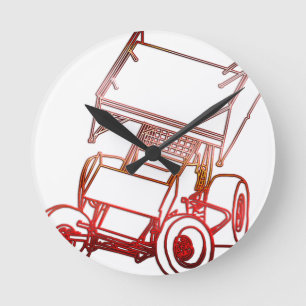 Sprint Car Skewed/Sunset Round Clock