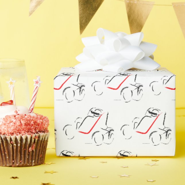 Sprintcar 01 Black and Red Wrapping Paper (Birthday Party)