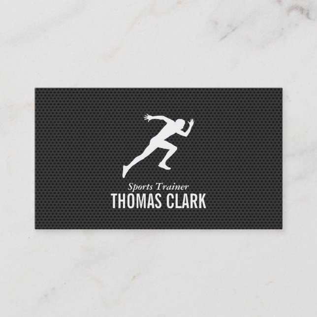 Sprinter | Sports Trainer (carbon pattern) Business Card (Front)