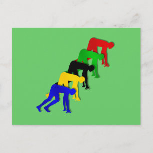 Sprinters on your marks get set go sprinting postcard