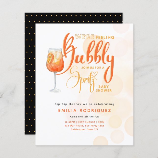 Spritz Baby Shower Boy or Girl Black Orange (Front/Back)