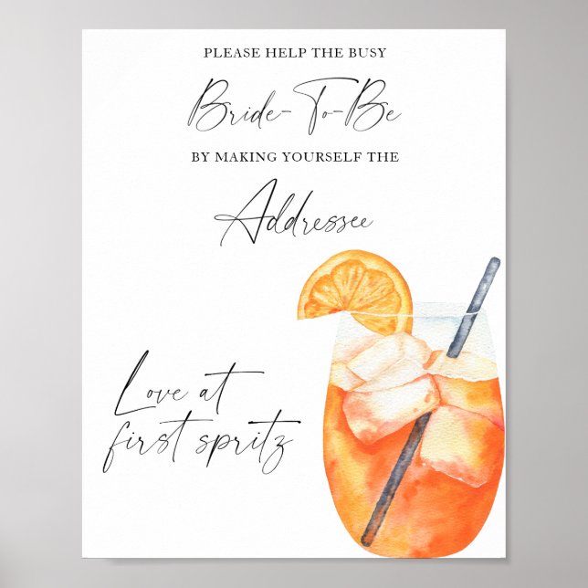 Spritz bridal - help the busy bride Address  Poster (Front)