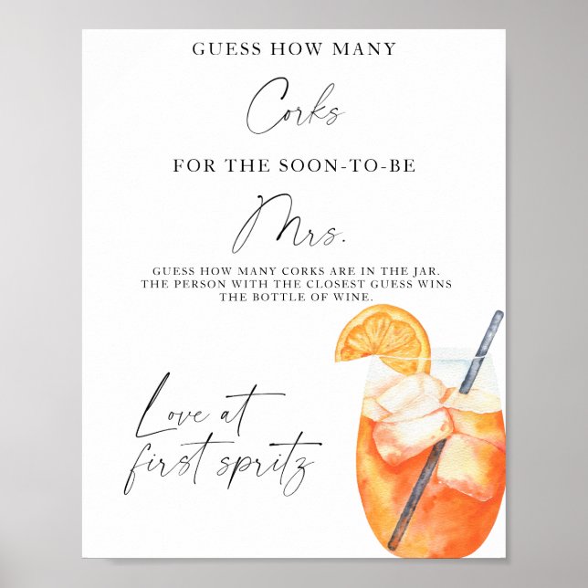 Spritz Bridal Shower Guess How Many Corks Poster (Front)