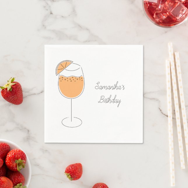 Spritz Bubbly Cocktail Birthday Party Napkin (Insitu)
