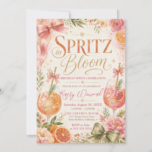 Spritz in Bloom Birthday Party Invitation (Front)