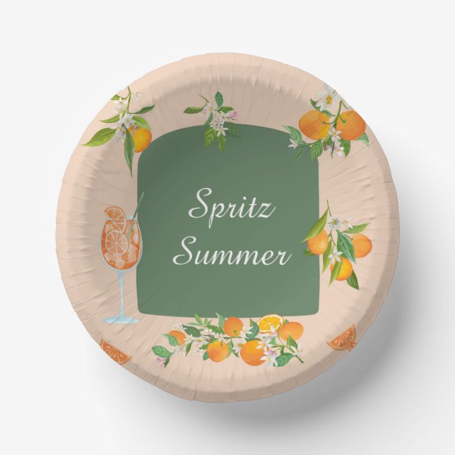 Spritz Summer Birthday Paper Plate (Front)