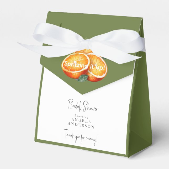 Spritzing it Up! Oranges Shower  Favor Box (Front Side)