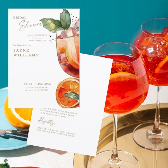 Spritzing it up White Aperol Bridal Shower Invitation (Creator Uploaded)