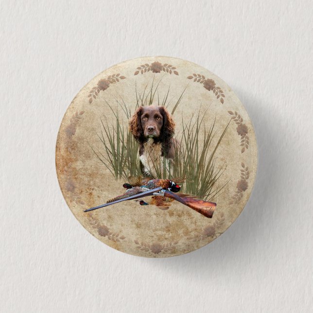 Sprocker Spaniel Tapestry Poster Triptych Acrylic  1 Inch Round Button (Front)
