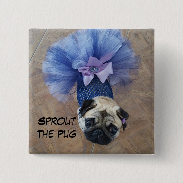 Sprout in a Tutu 2 Inch Square Button (Front)