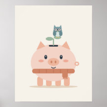 Sprout Piggy Bank Owl Cute Savings Nursery Print
