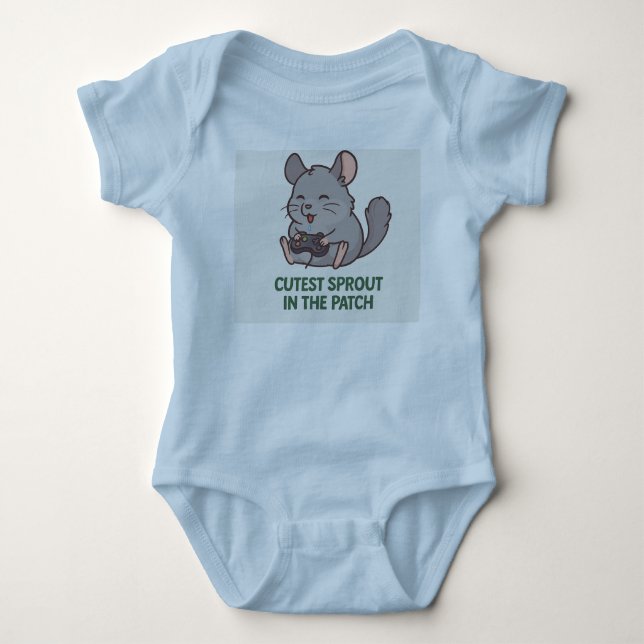 Sprouting Cuddles – Cozy Chinchilla Baby bodysuit (Front)