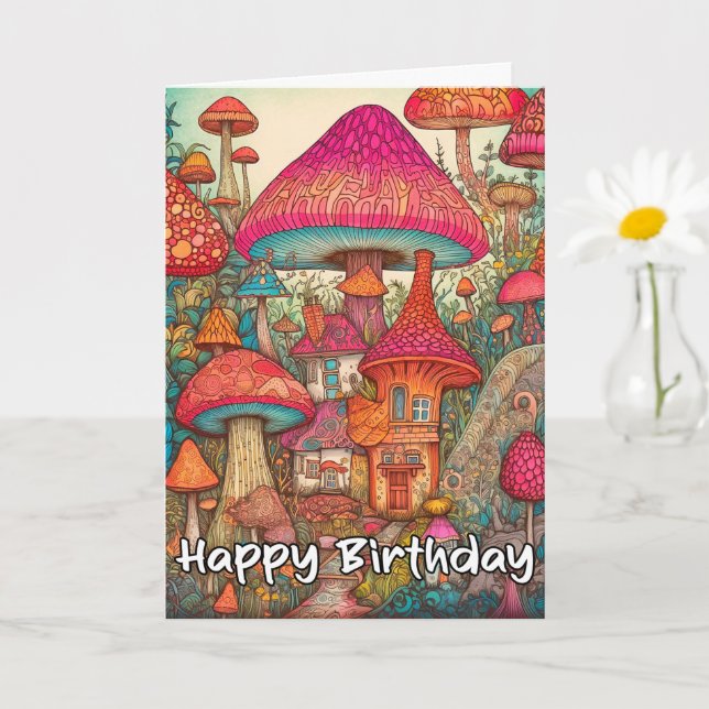 Sprouting Forest Mushroom Illustration Card (Small Plant)