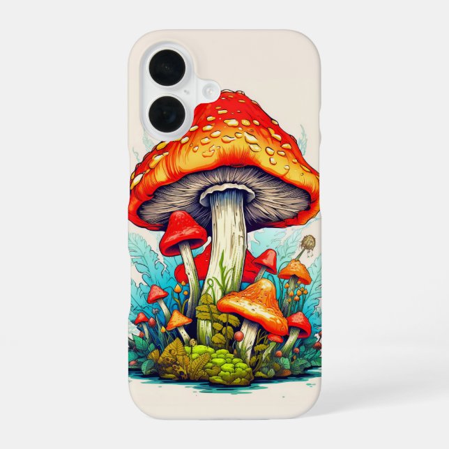 Sprouting Wild Forest Mushrooms iPhone 16 Case (Back)