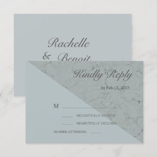 Spruce blue grey marble effect modern wedding rsvp invitation