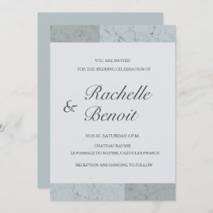 Spruce blue grey marble elegant modern wedding invitation