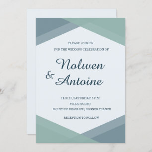 Spruce Blue Mint Geometric Elegant Modern Wedding Invitation
