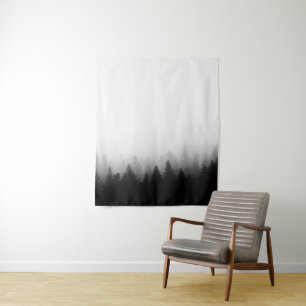 Spruce forest in fog tapestry