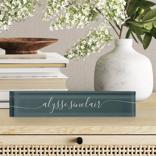Spruce Green Elegant Calligraphy Script Nameplate (Creator Uploaded)