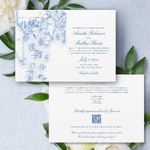 Spruce Point Inn all-in-one QR code RSVP Wedding Invitation