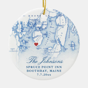 Spruce Point Inn Maine Newlywed First Christmas  Ceramic Ornament
