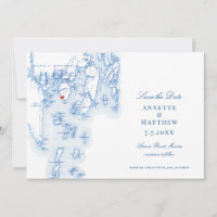 Spruce Point Maine Elegant Blue Map and Photo