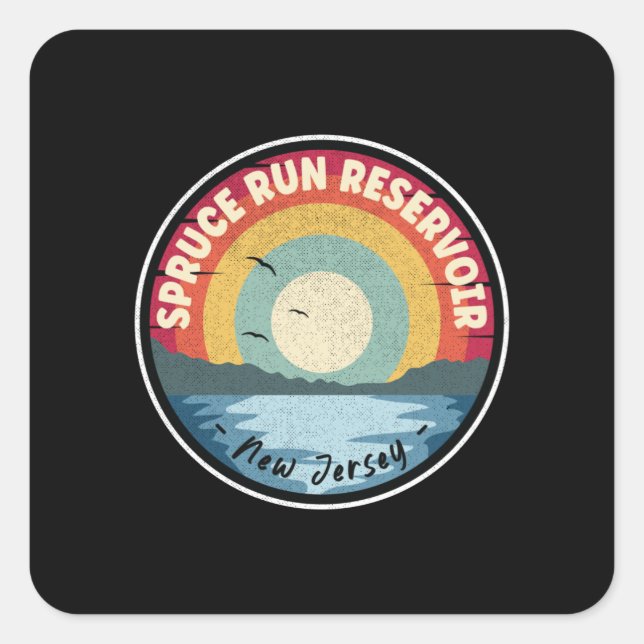 Spruce Run Reservoir New Jersey Colourful Square Sticker (Front)