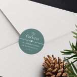 Spruce | Simple Minimal Bow Return Address Sticker<br><div class="desc">Sweet and simple return address labels feature a minimalist layout that's perfect for your Christmas holiday greetings or all year long. Customize with your family name and address in clean,  classic serif typeface on a soft spruce green background. A petite bow through the centre completes the design.</div>