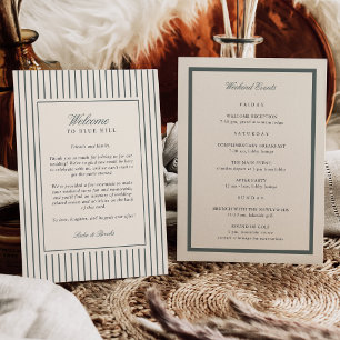 Spruce Stripe Wedding Welcome Letter & Itinerary Program