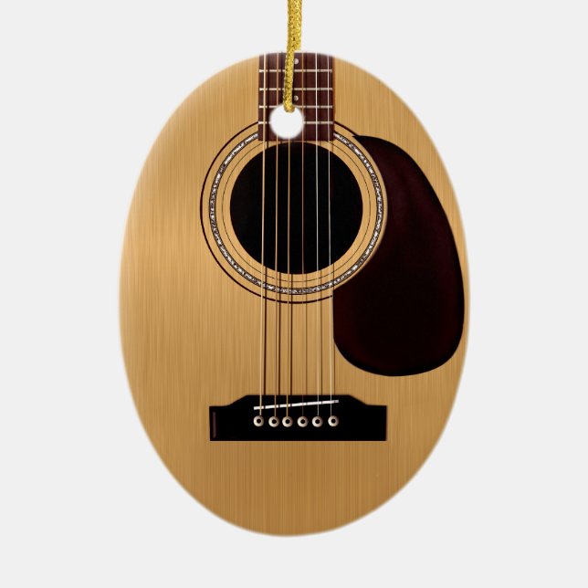 Spruce Top Acoustic Guitar Ceramic Ornament (Front)