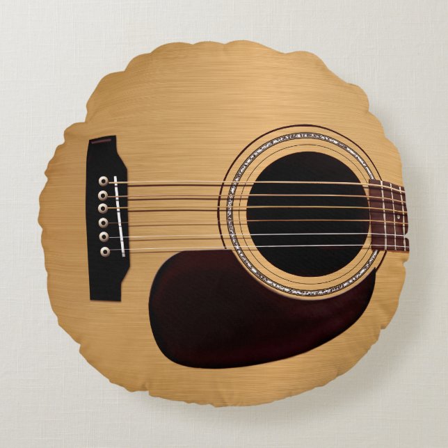 Spruce Top Acoustic Guitar Round Pillow (Front)