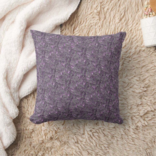 Spruce Tree In Purple Nature Pattern Throw Pillow (Blanket)