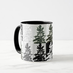 Spruce Trees Black White Grey Pop Art Nature Mug